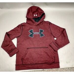 Under Armour Storm Youth Boys M Red Heather Hoodie Sweat Shirt Logo